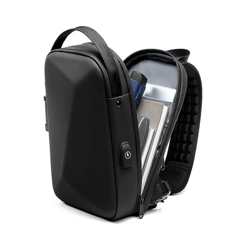 Oxford cloth hard-shell men's chest bag, multi-functional waterproof, hand-held, wear-resistant, travel anti-theft crossbody bag