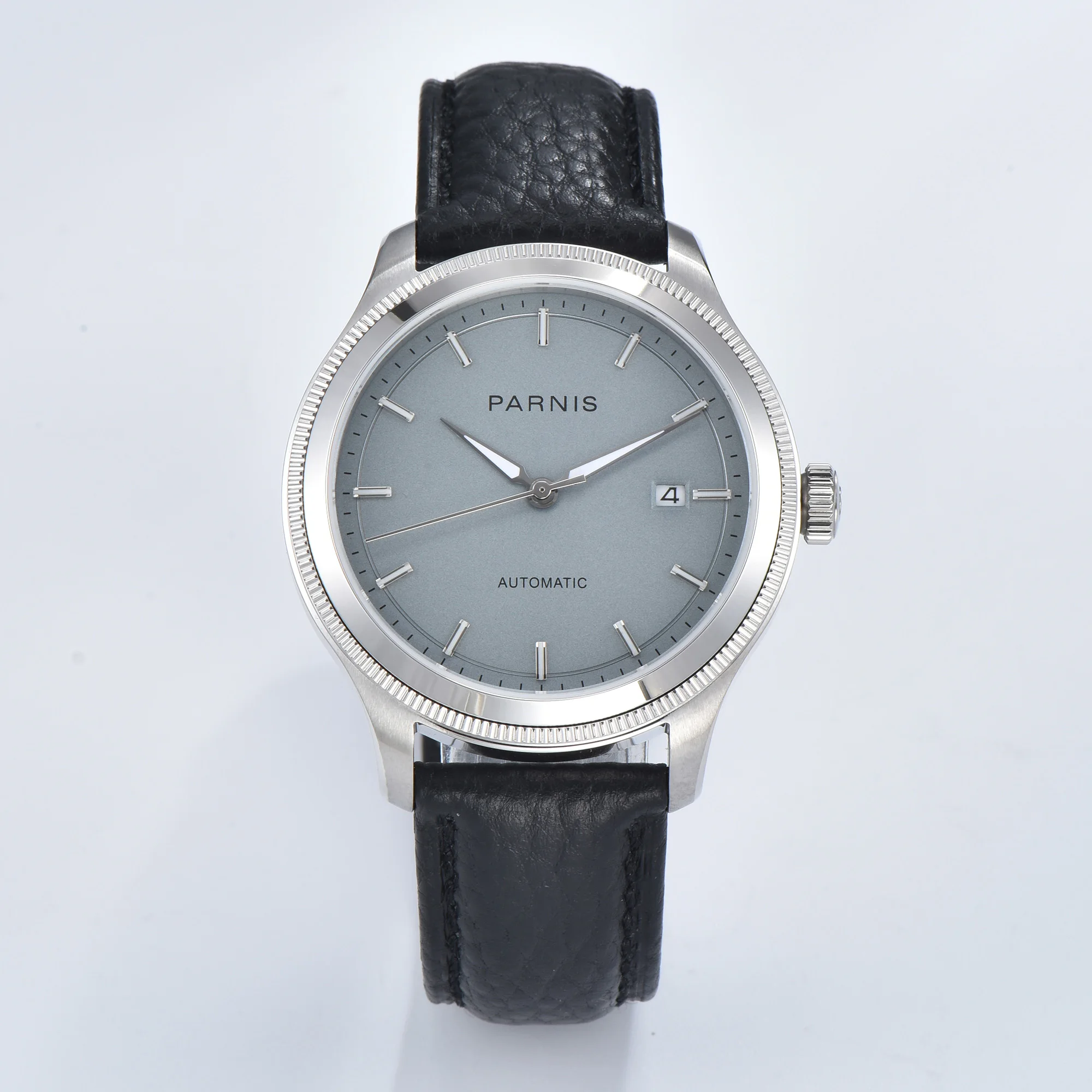 

Модные механические мужские часы Parnis с серебряным корпусом 41 мм, с сапфировым стеклом, кожаный ремешок Miyota 8215, автоматические мужские часы reloj 2025