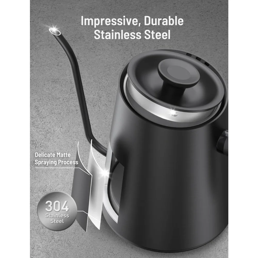 Electric Kettle, 4 Variable Presets, ±1℉ Temperature Control & LED Real-time Temperature Display, 24H Keep Warm, Water Kettles