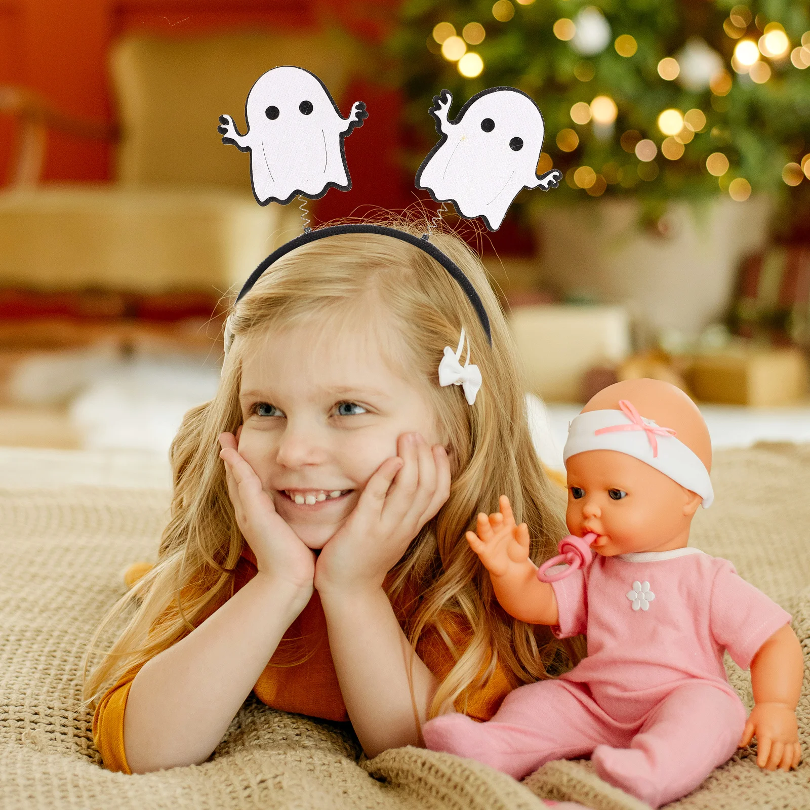 

4Pcs Halloween Ghost Headband Non-Woven Halloween Hair Bands Costume Party Headwear Kids Hair Hoops Holiday Decorations