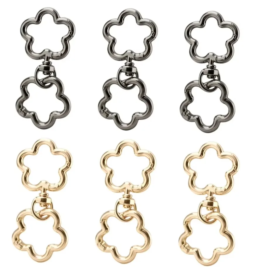 2/5/30/50 Sets Double Opening Swivel Keychain Clips flower Spring Clasp Hooks Snap Rings for Lanyards Crafts Camping Gift