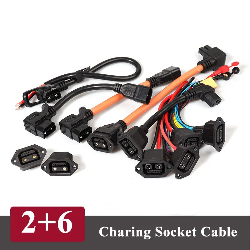 2+6 Electric Vehicle Charging Connector Cable 8P 2+6 to XT90 Tower Male Female Lithium Battery Discharge Power Socket Plug Cord