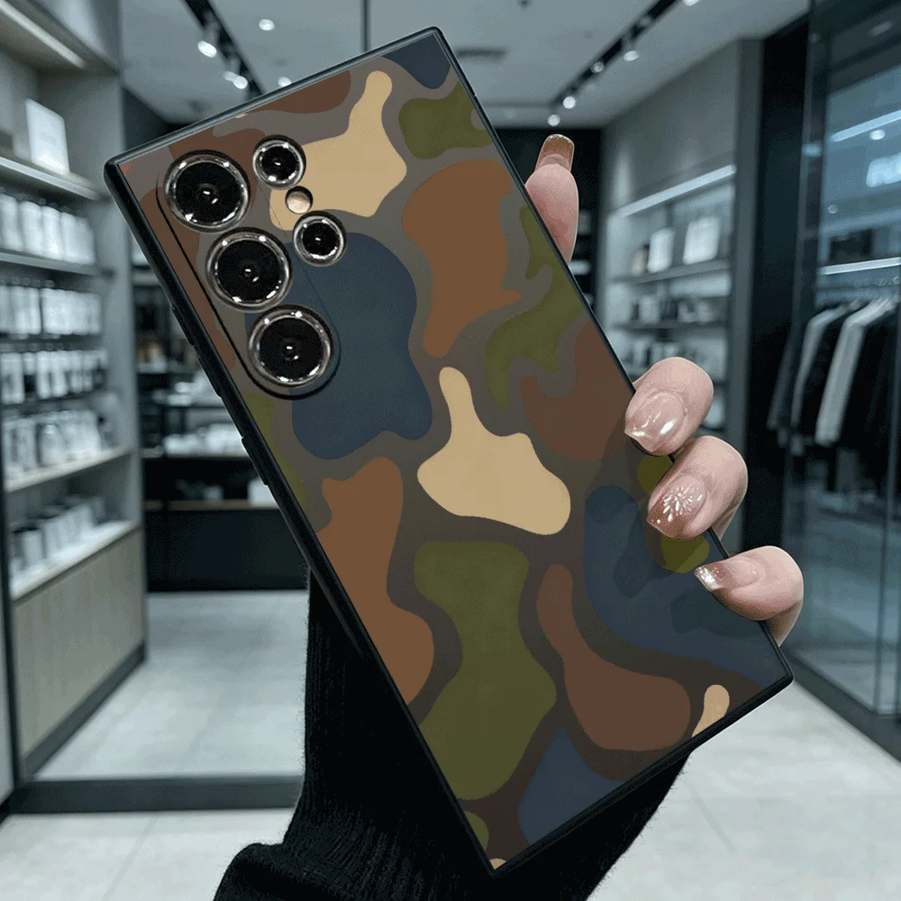 Camouflage Pattern Shockproof Soft TPU Back Case For Samsung S22 S23 S24 S25 S26 Ultra A16 A35 A55 Anti Drop Cover