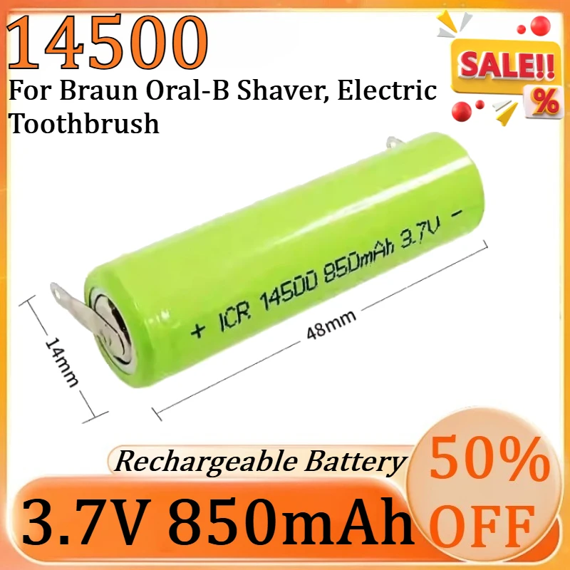 New 14500 850mAh 3.7v Electric Toothbrush High Quality Battery for Braun Oral-B Shaver, Electric Toothbrush