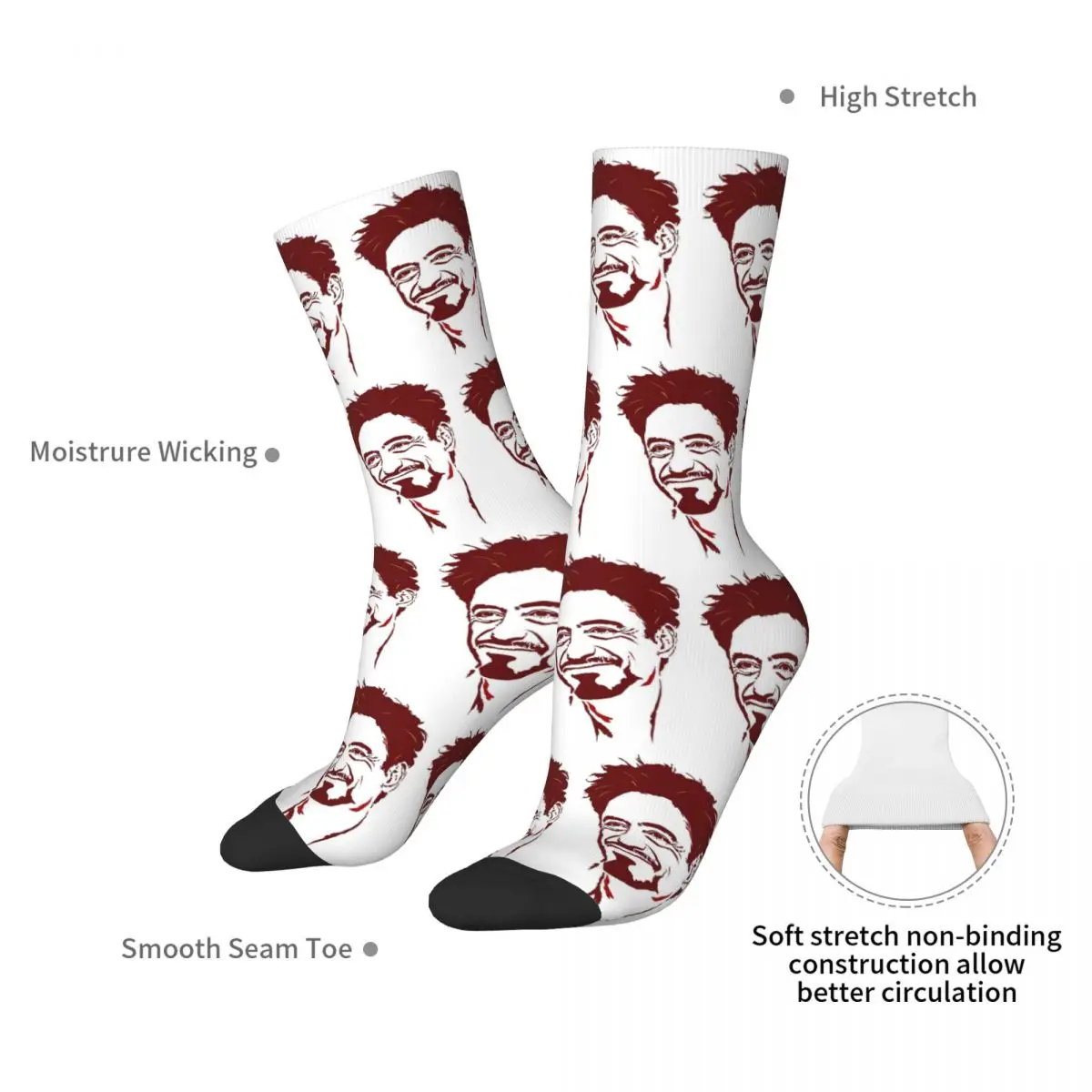Calcetines Robert Downey Jr Harajuku medias absorbentes del sudor calcetines largos para todas las estaciones accesorios para regalos de Navidad para hombre y mujer