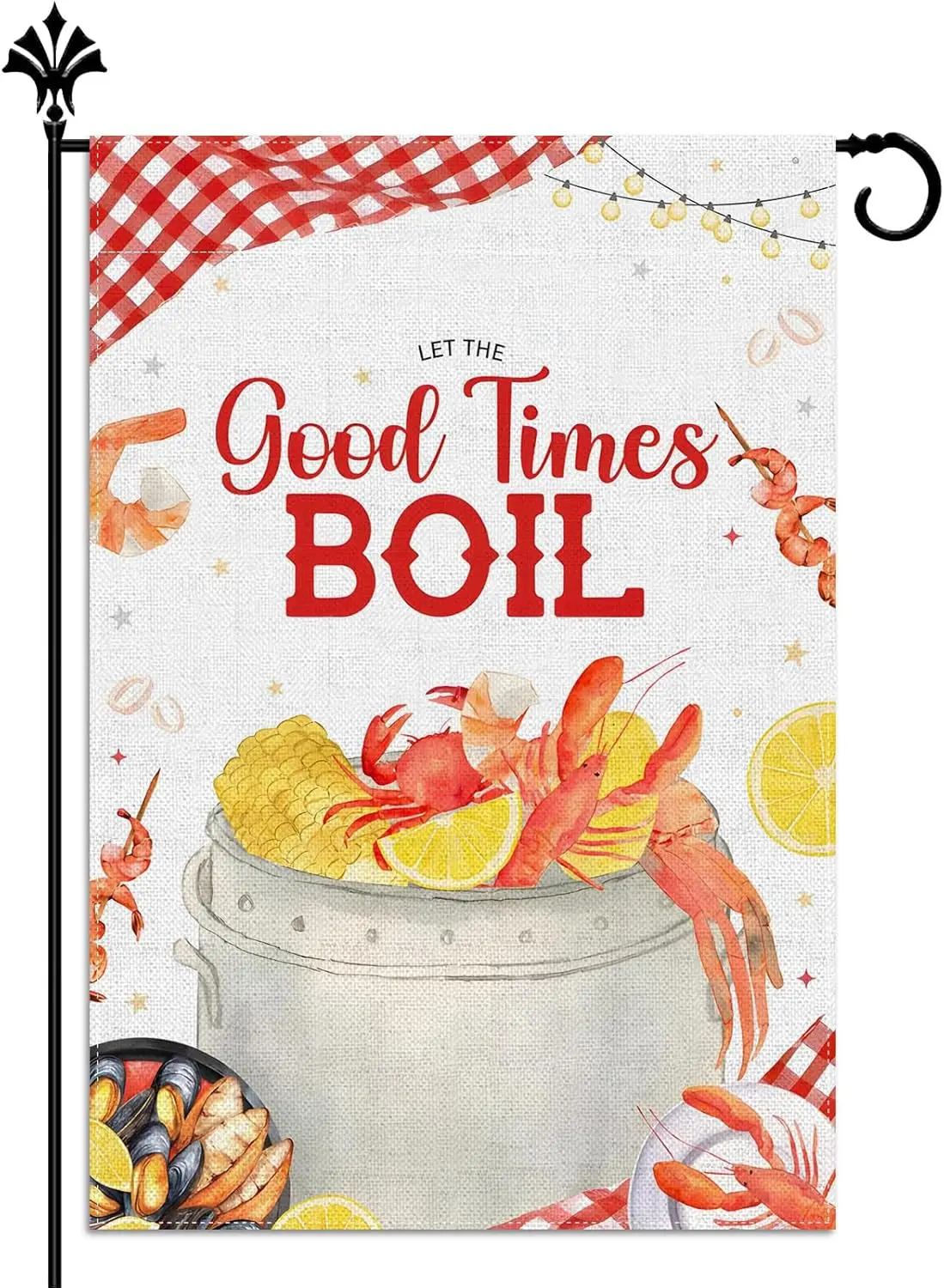 Vohado Crawfish Boil Garden Flag Let The Good Times Boil Themed Birthday Party Decoration Lobster Seafood Double Sized Yard  EEZ