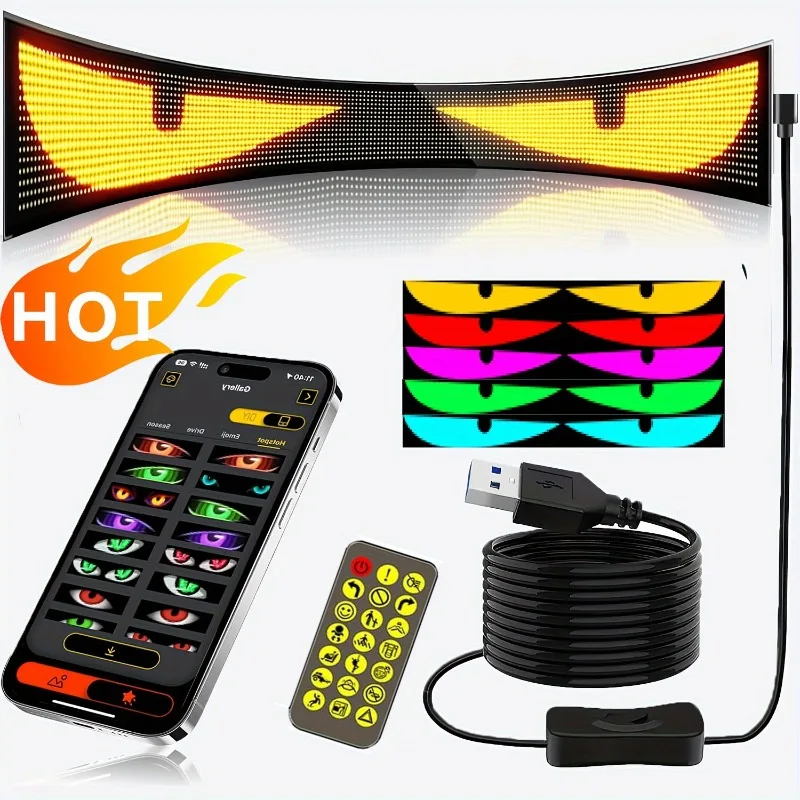 Devil Eyes Light for Cars 12x59.5CM LED Eyes for Car Windshield  LED Display Scrolling Sign Light for Car Truck Windshield