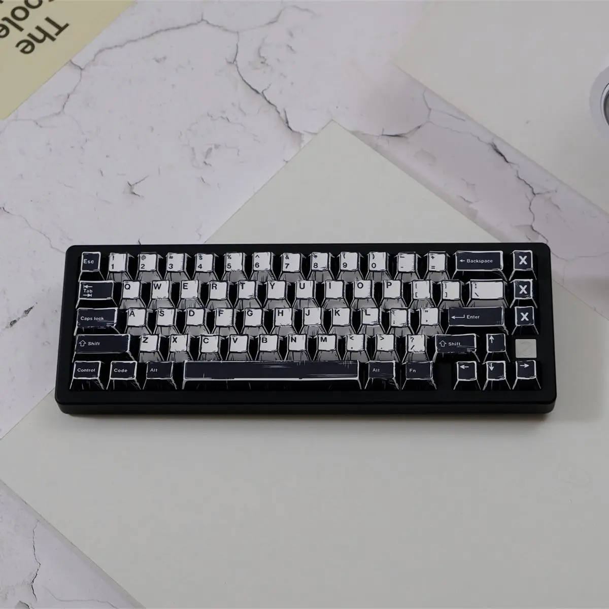 コミックブラックホワイトキーキャップチェリー PBT キーキャップ F75 K500 メカニカルキーボードゲーミング MX スイッチキーボードクラシックカスタムキーキャップ