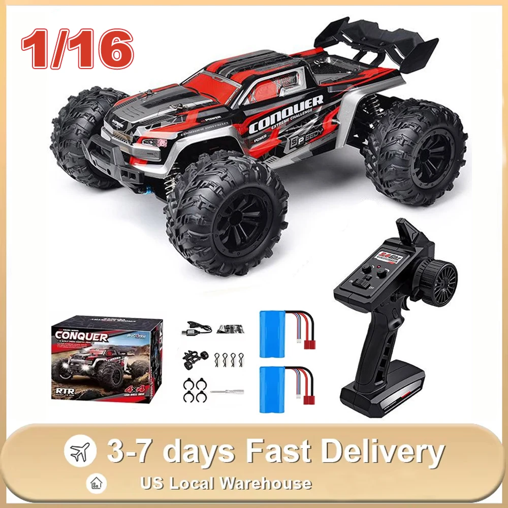 SCY 1/16 RC Car 16101/16102 50km/h 4x4 Off Road High Speed Remote Control Car 2.4G RC Cars Children Toys with 2 Battery US Ship