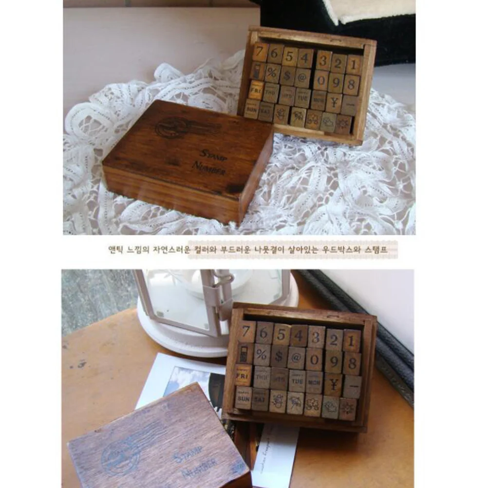 

Wooden Number Weather Math Symbol Stamps Set for DIY Scrapbooking Greeting Cards Letters Diary Crafts Envelopes Invitations -