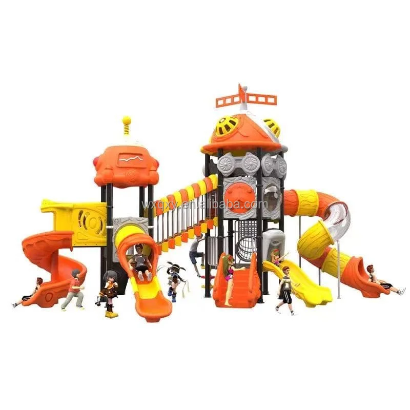 Outdoor Children's Playground Equipment Sets Plastic & Metal Slides 5-Person Capacity 200KG Capacity Customizable Non-Inflatable