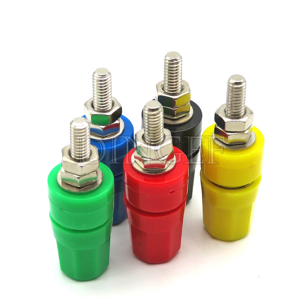 2PCS M4X36 Pure Copper Terminal 4MM Banana Jack Socket 20A Binding Post Banana Plug Connector M4*36 Black Red Blue Green Yellow