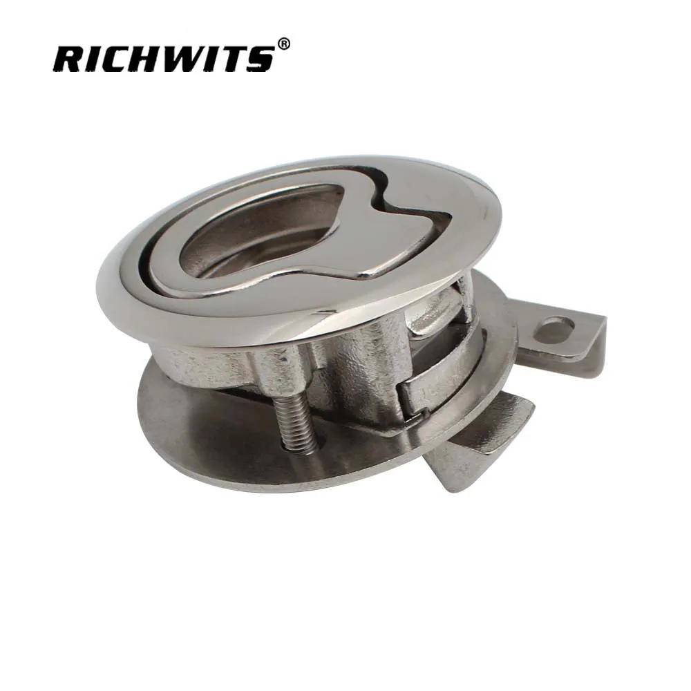 Stainless Steel Yacht Recessed Floor Lock Boat Deck Cover Round Pull Ring Lock RV Lock