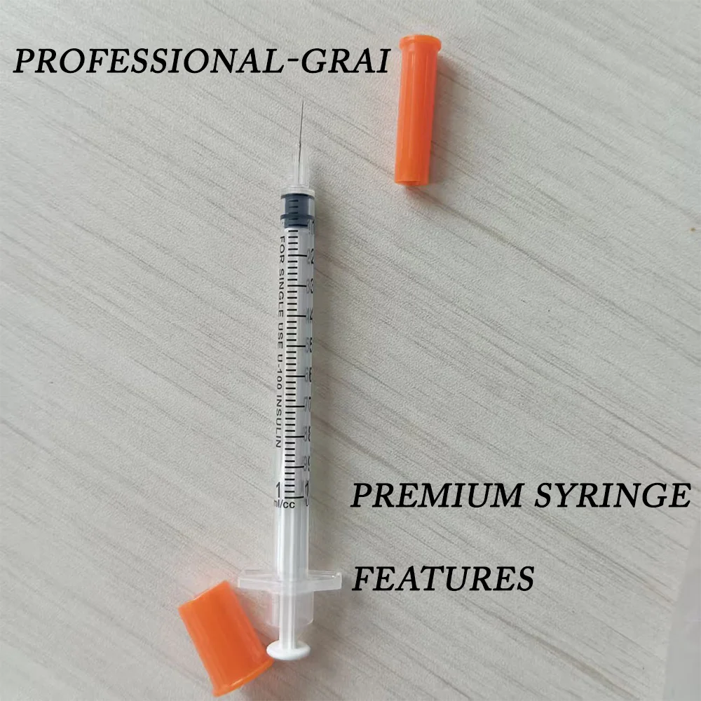 Insulin Syringe 1ml for Pets, Birds, Sterile Disposable Individually Sealed