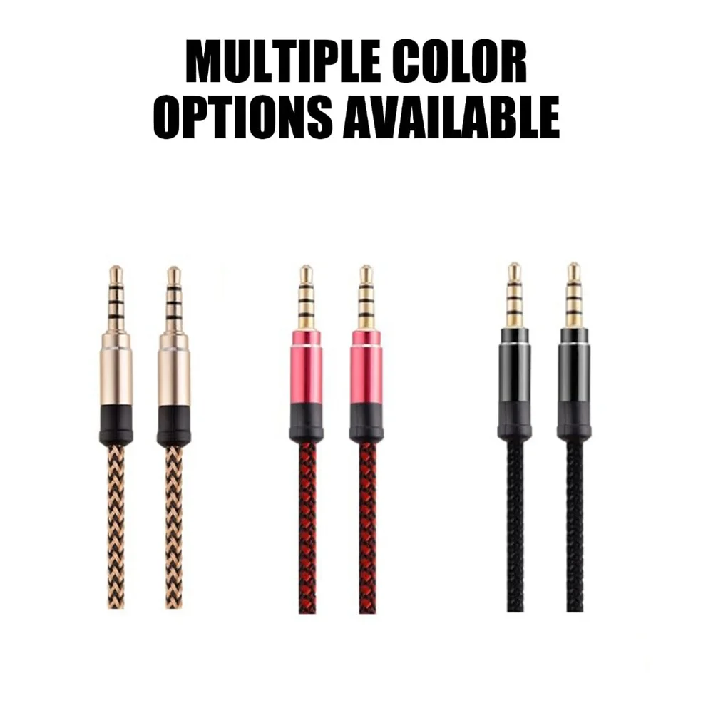 1.5 Meter Braided 3.5mm Male to Male AUX Extension Transmission Audio Cable for Cell Phones Car Audio Players Headset Tablets