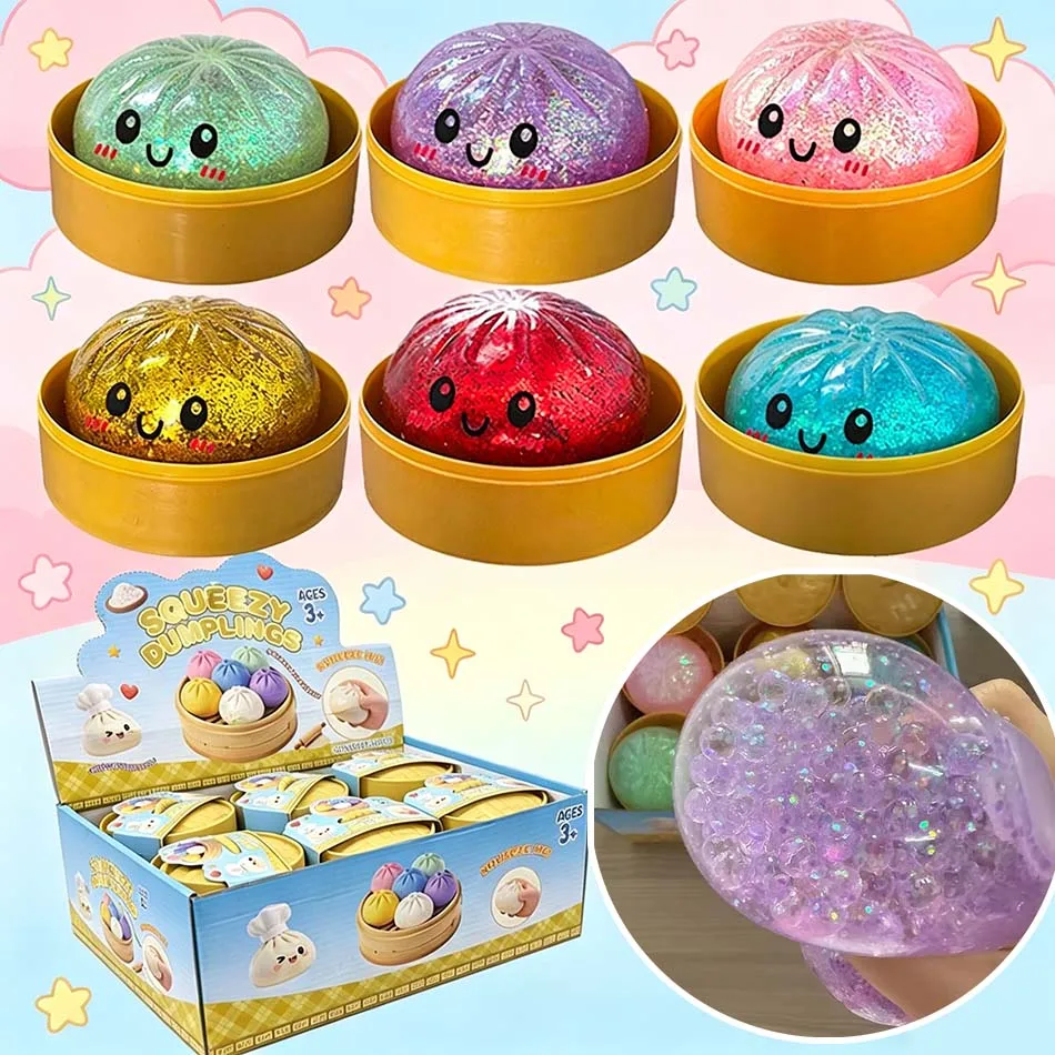 6 Farbenfrohe Dumpling-Squishies: Stressbälle, Fidget-Spielzeug, sensorische Spielzeuge, Squishies-Brötchen mit Dampfgarer, Quetsch-Teigbälle als Geschenke