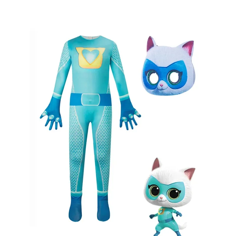 Juego Anime Super Kitties mono juego de rol ropa ajustada niño niña trajes de espectáculo escénico ropa Super Cat Body