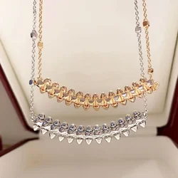 925 Sterling Silver Women's Rivet Necklace Punk Style High-end Jewelry