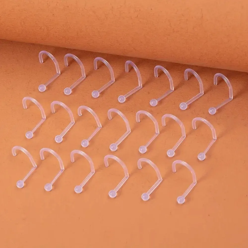 10-100pcs Clear Acrylic Nose Rings Transparent Nose Piercing Stud Earring Screw Invisible Nostril Bar Retainer Body Jewelry