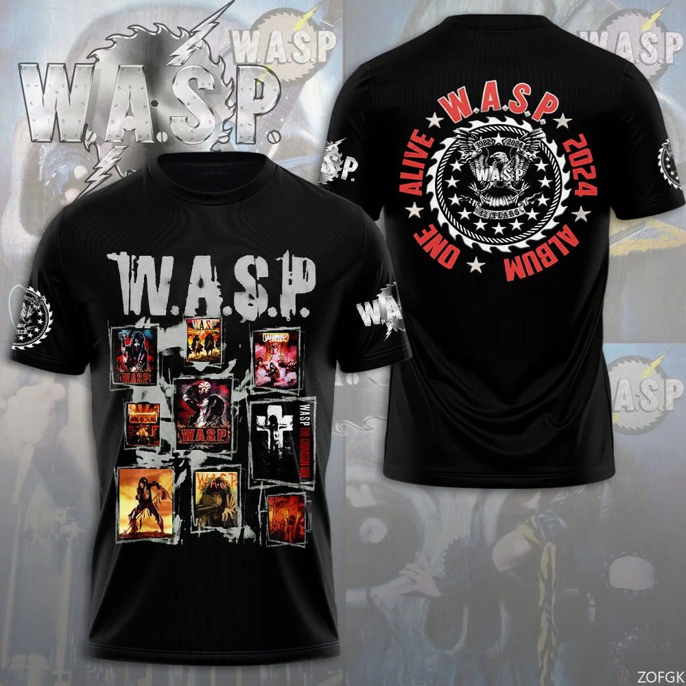 Koszulki z nadrukiem 3D W.A.S.P Rock Męskie Damskie Hip Hop Trend Krótki Rękaw T-Shirt Y2k Oversize Streetwear Odzież Męska