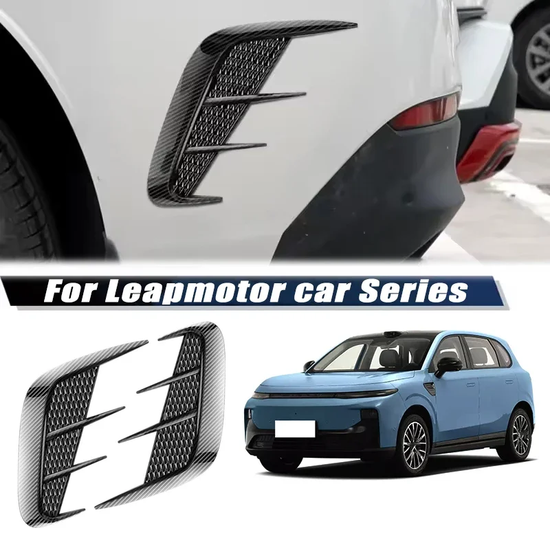 Carbon Fiber Car Fender Trim Car Sticker Shark Gills Simulation Side Intake Body Sticker Accessories For Leapmotor Car Series