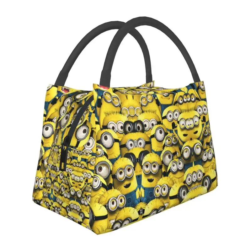 

Animated Comedy Movies Minions Insulated Lunch Tote Bag for Women Resuable Thermal Cooler Bento Box Work Travel
