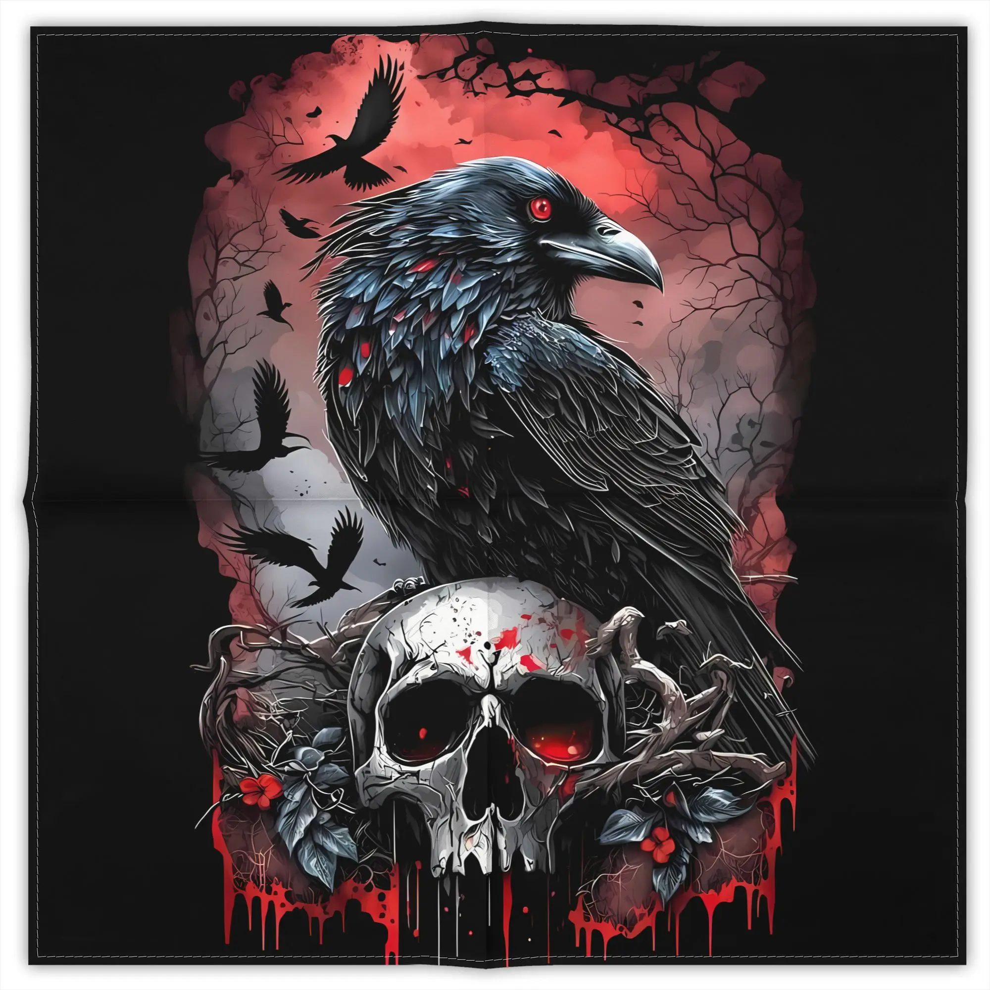 

Mysterious Crow Fashion Square Scarf Decorative Polyester Printed Daily