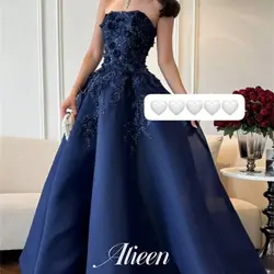 Aileen Customized Navy Blue 3D Flowers Chubby Elegant Party Dresses for Women 2024 Evening Woman Gala Prom Wedding Dress Luxury