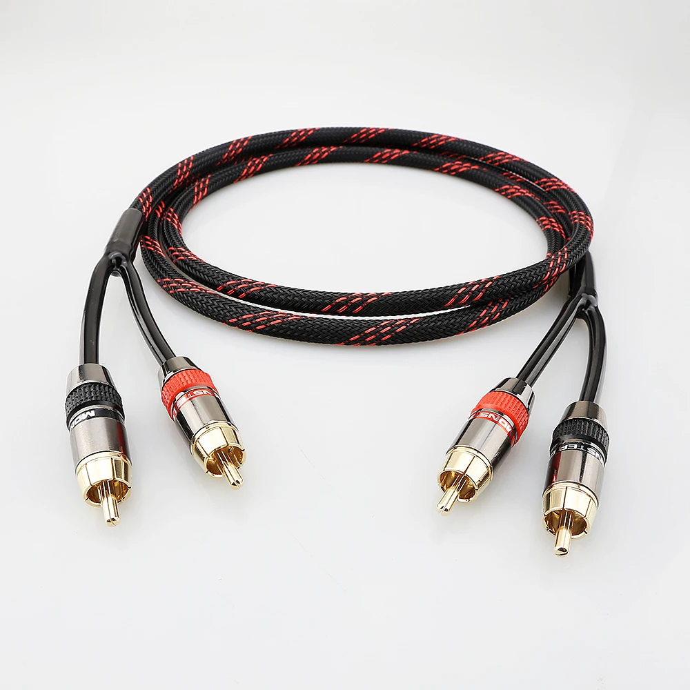 HIFI Pure Copper Signal Cable 2RCA Wire 2 RCA to 2 RCA audio cable male to male Splitter Y RCA Cable for Amplifier CD Player