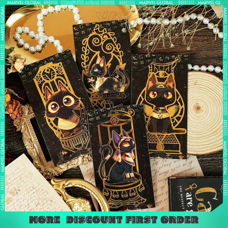 

12.8cm/5.04in Hot Selling High-value Cute Egyptian Cat Metal Hollow Bookmark Reading Essential Student Gift Stationery Boy Girls