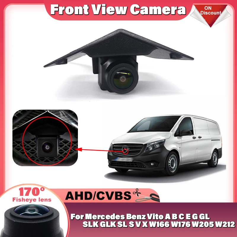 HD AHD 1080P Logo Fisheye Car Front View Camera For Mercedes Benz Vito A B C E G GL SLK GLK SL S V X W166 W176 W205 W212 Class