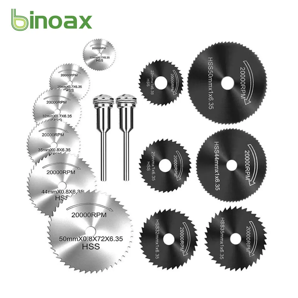 

Binoax 7Pcs HSS Mini Circular Saw Blades For Dremel Rotary Cutter Power Tool Set Cutting Diamond Discs Mandrel