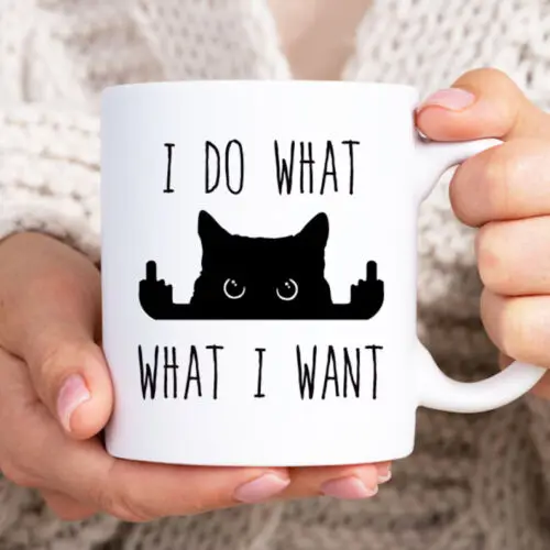 I Do What I Want - 11oz Ceramic Coffee Mug - Cat Lover Gifts For Women - Funny C