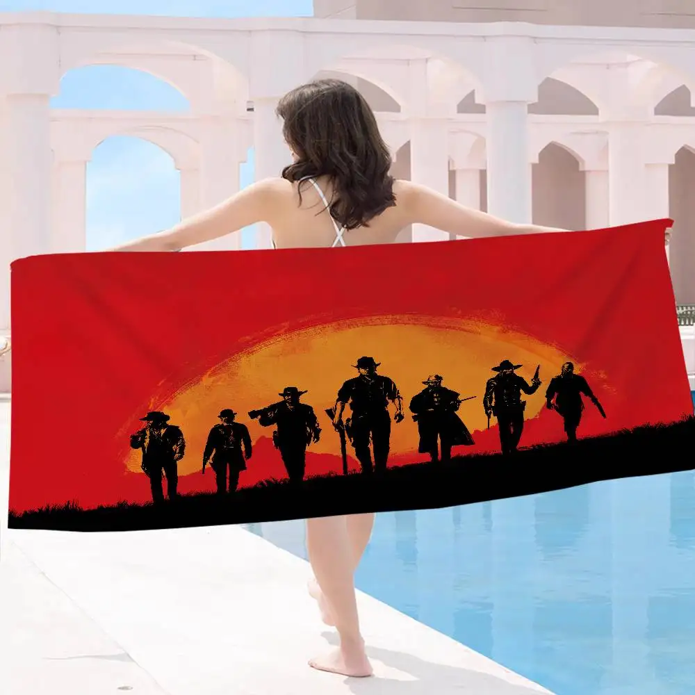 Popular R-Red D-Dead R-Redemption Game Big Microfiber Beach Towels Quick Dry Towel Sand Beach Towels Pool Towel for Travel Swim