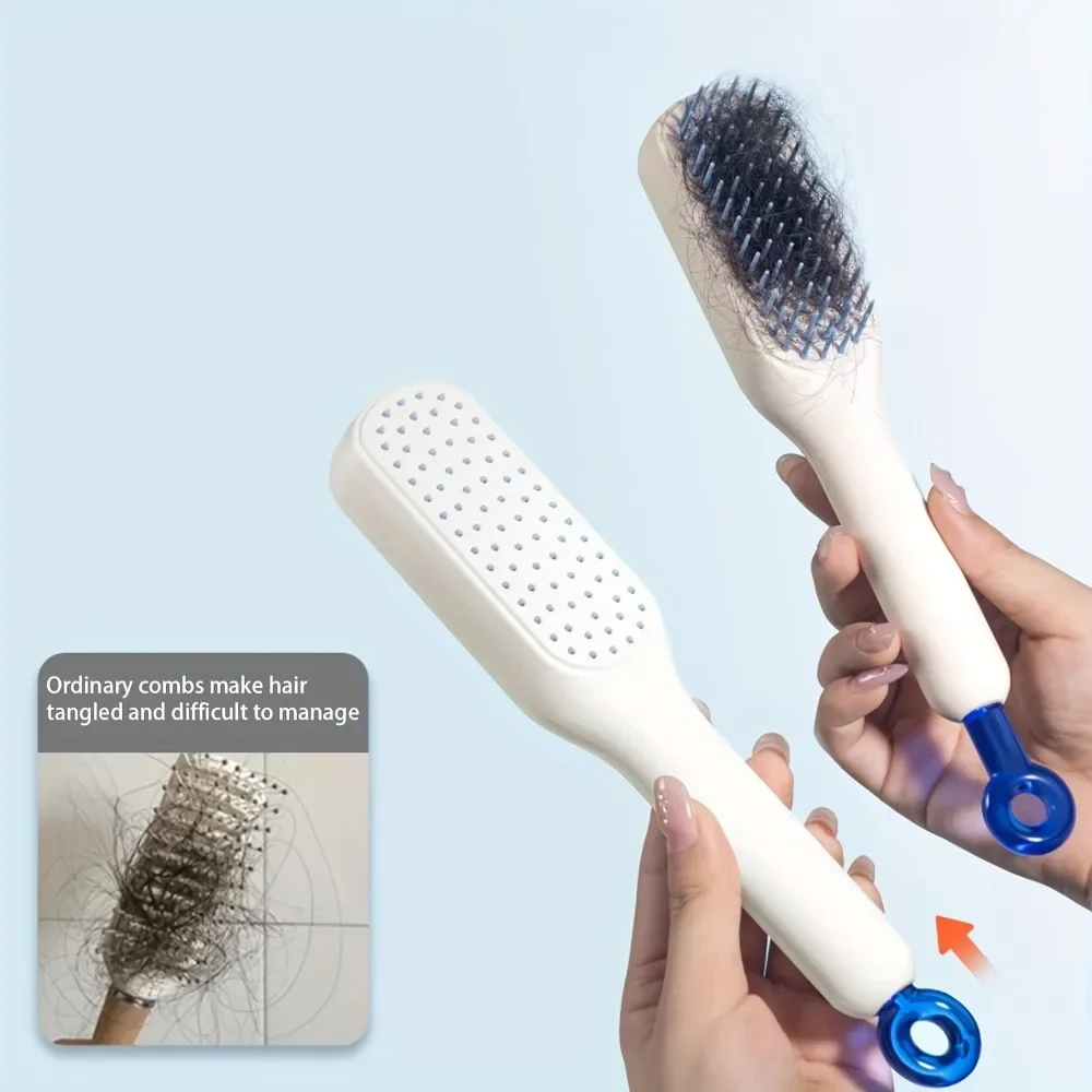 Self-Cleaning Hair Brush Anti-Static Massage Comb Retractable Rotating Combs Scalp Massager Detangling Hair Brushes Styling Tool