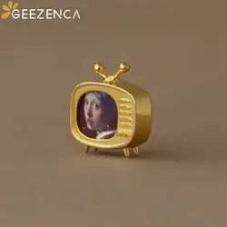 GEEZENCA S925 Silver Small TV Famous Painting Pins For Women Original Design Cute Clothing Accessories Unique Brooches 2023 New