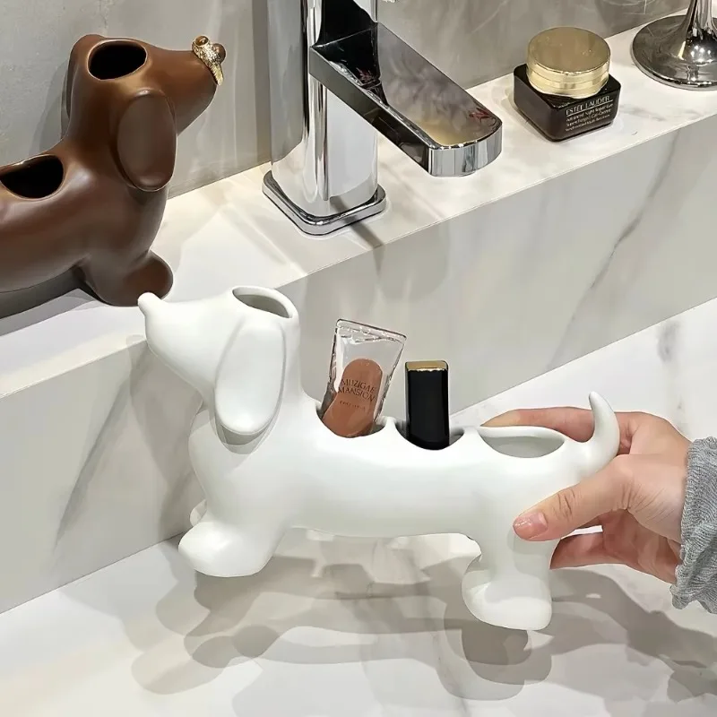Soporte de cerámica para cepillo  dientes eléctrico Dachshund, estante de almacenamiento, lavabo, soporte para pasta  diente