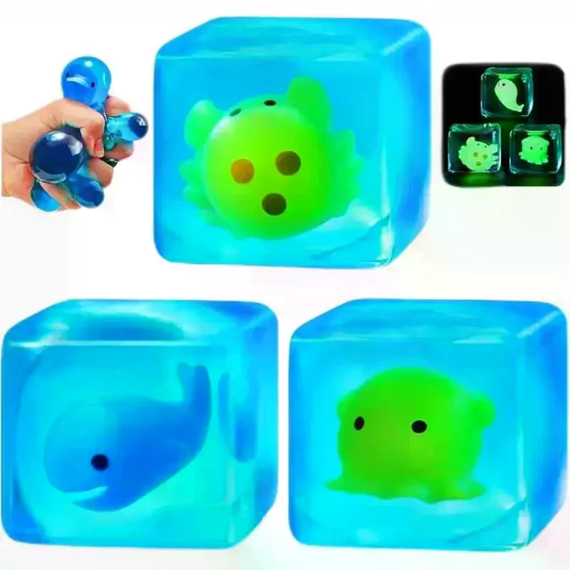 Ocean Cube Slow Rising Stress Relief Fidget Squeeze Toys For School Rewards Easter Valentines Christmas Random Colors Styles