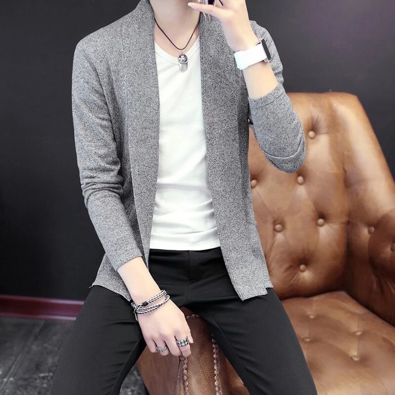 Outono inverno casual moda cardigan camisola homme cor sólida tricô casaco hombre topo masculino all-match outwear roupas masculinas