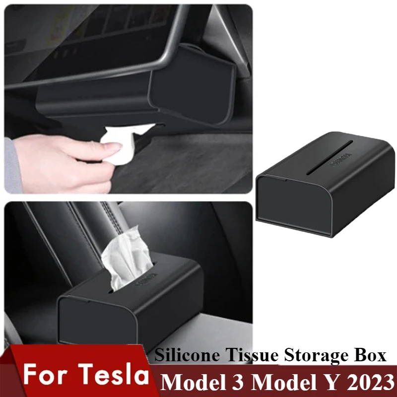 Car Big Tissue Storage Box for Tesla Model 3 Model Y Central Control Paper Holder Towel Organizer Interior Accessories Tidying