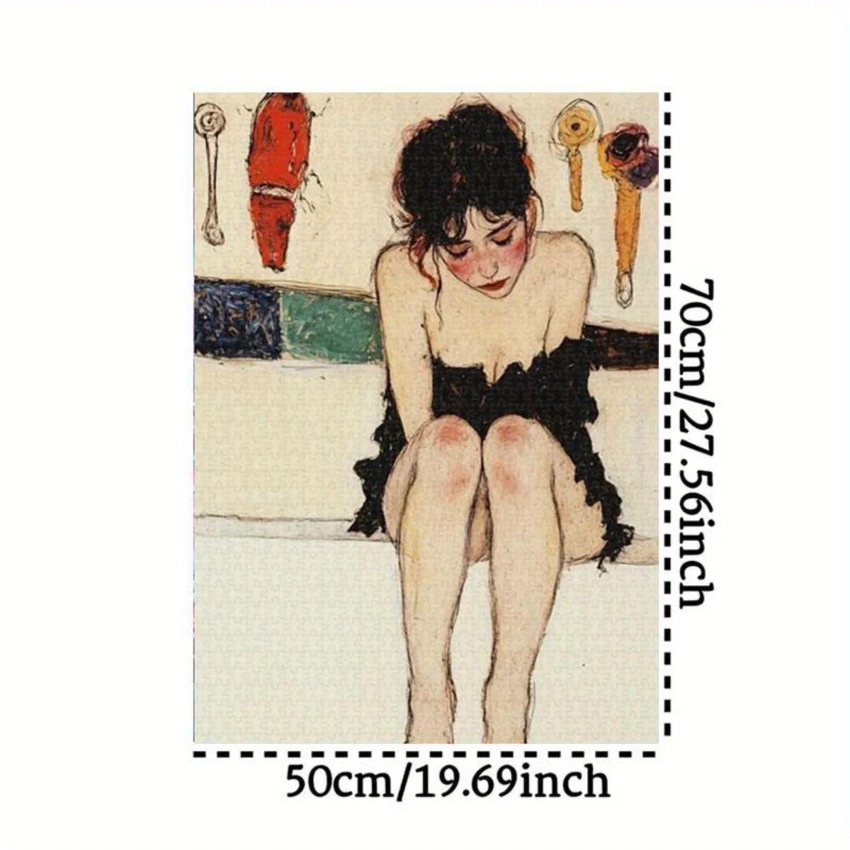 1000pcs Egon Schiele Abstract Art Puzzle - Melancholy Woman Portrait, Frameless Colorful DIY Brain Teaser for Enhanced Hand-Ey