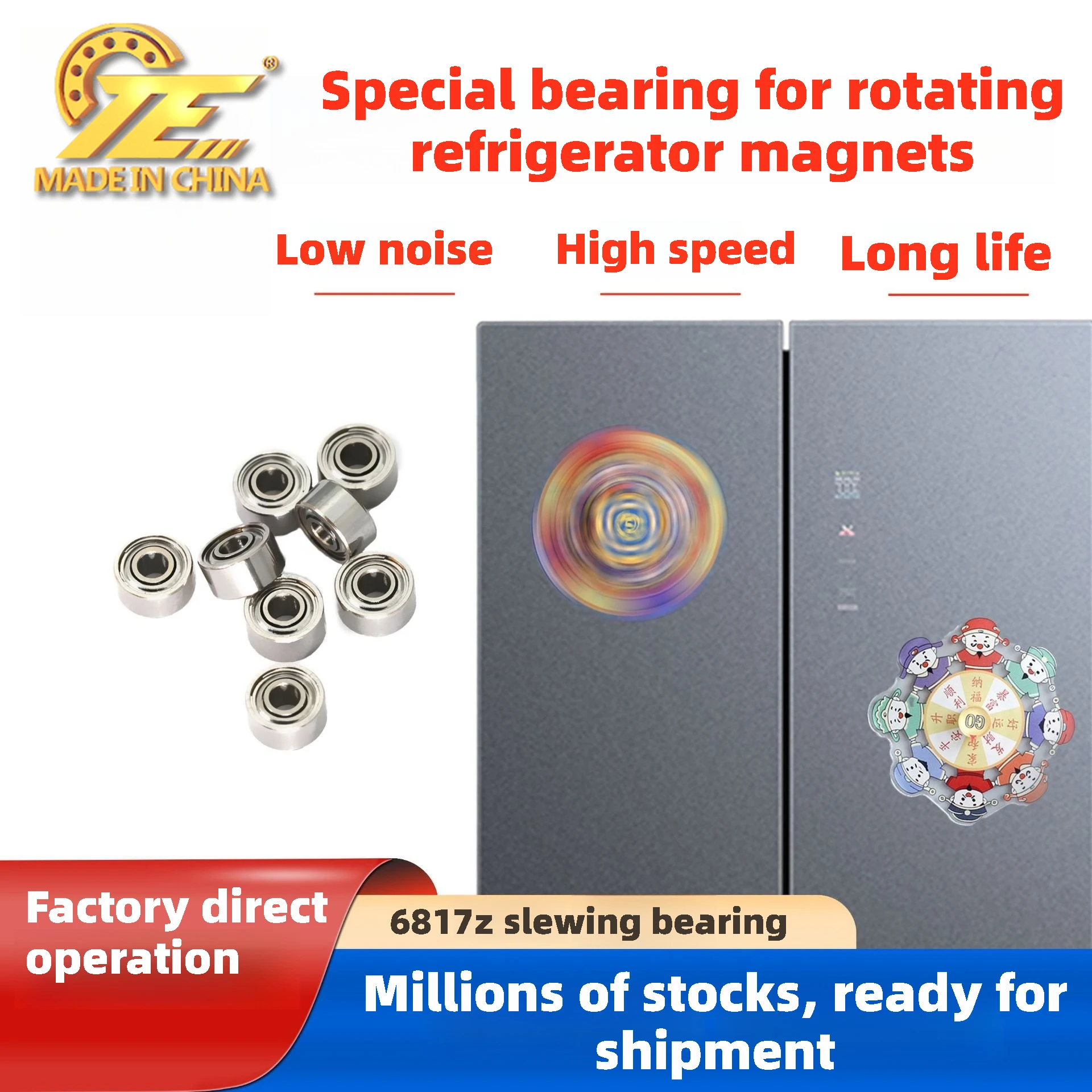 Manufacturer directly supplied mini small bearing 681XZZ size 1.5*4*2mm accessories rotating refrigerator magnet special shaft