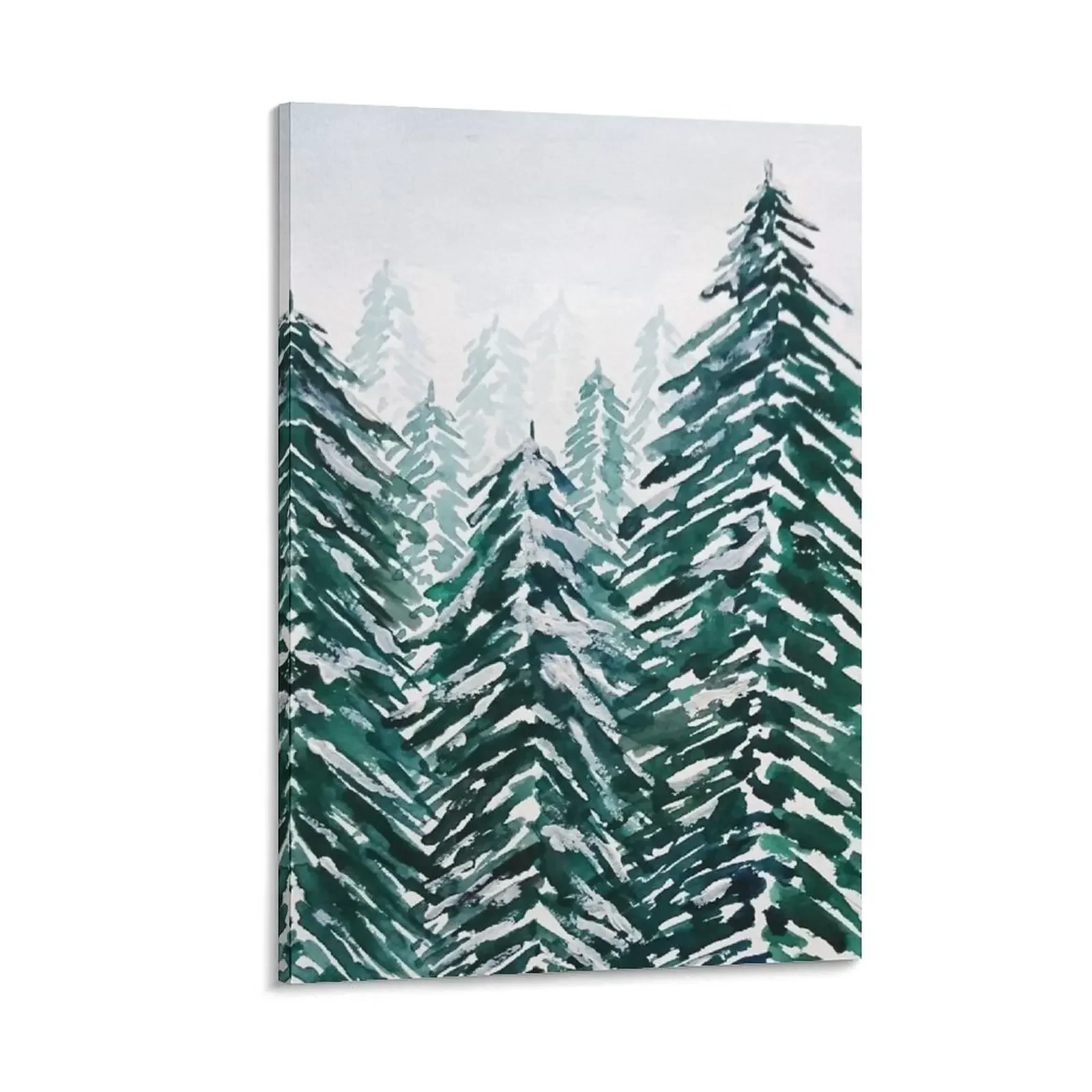 

snowy pine forest green Canvas Painting posters for room aesthetic room decoration house decoration