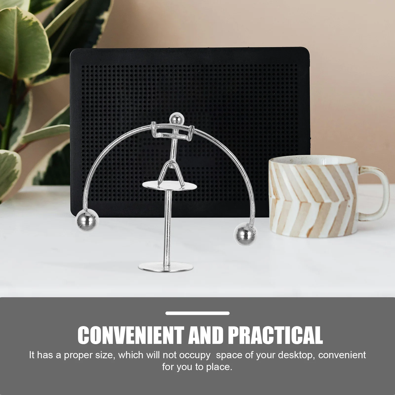 2 قطعة موازنة الفيزياء تمثال الحركة الدائمة الصغيرة لمكتب الضغط سطح المكتب عرض العلوم الديكور