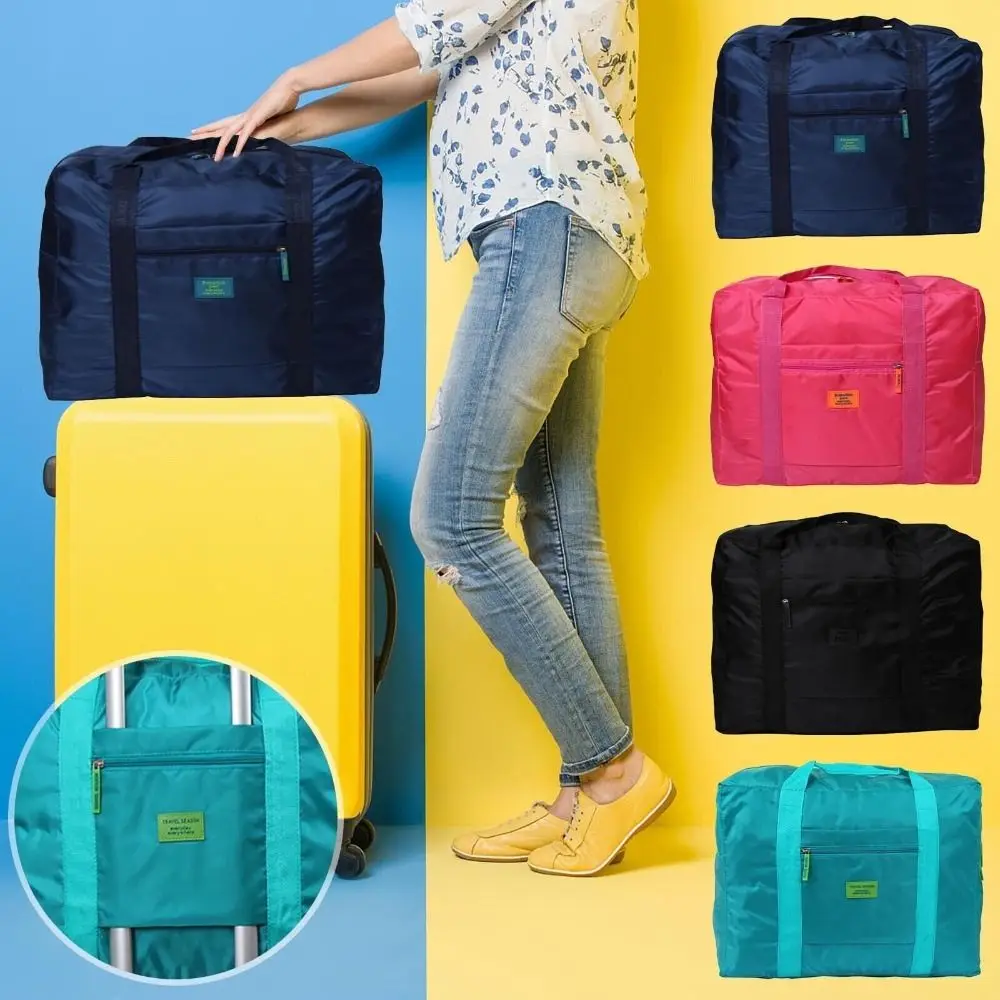 Portable Nylon Travel Luggage Bag Lightweight Folding Fitness Handbag Large Capacity Hand Grip Clothes Storage Bag