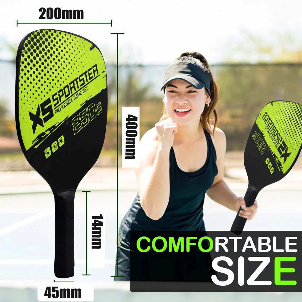 Pickleball Paddles Lightweight Pickleball Set with Portable Carry Bag 4 Balls Portable for Indoor Outdoor Exercise