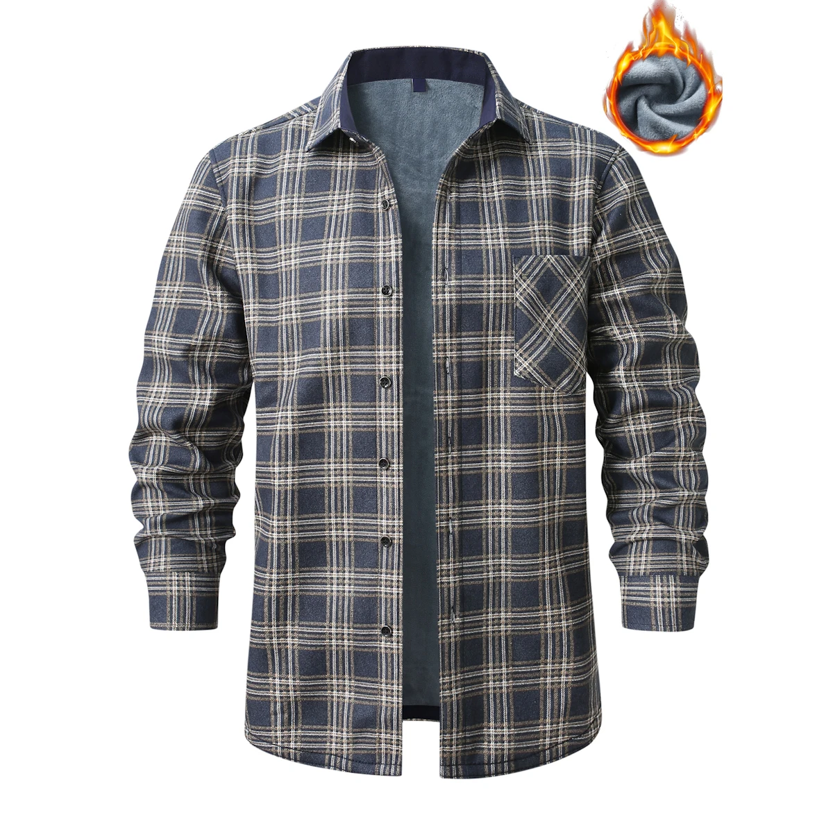 Camicia scozzese a maniche lunghe da uomo nuova invernale Camicie calde casual alla moda, taglie asiatiche L-5XL. Top a righe rosso, blu e grigio
