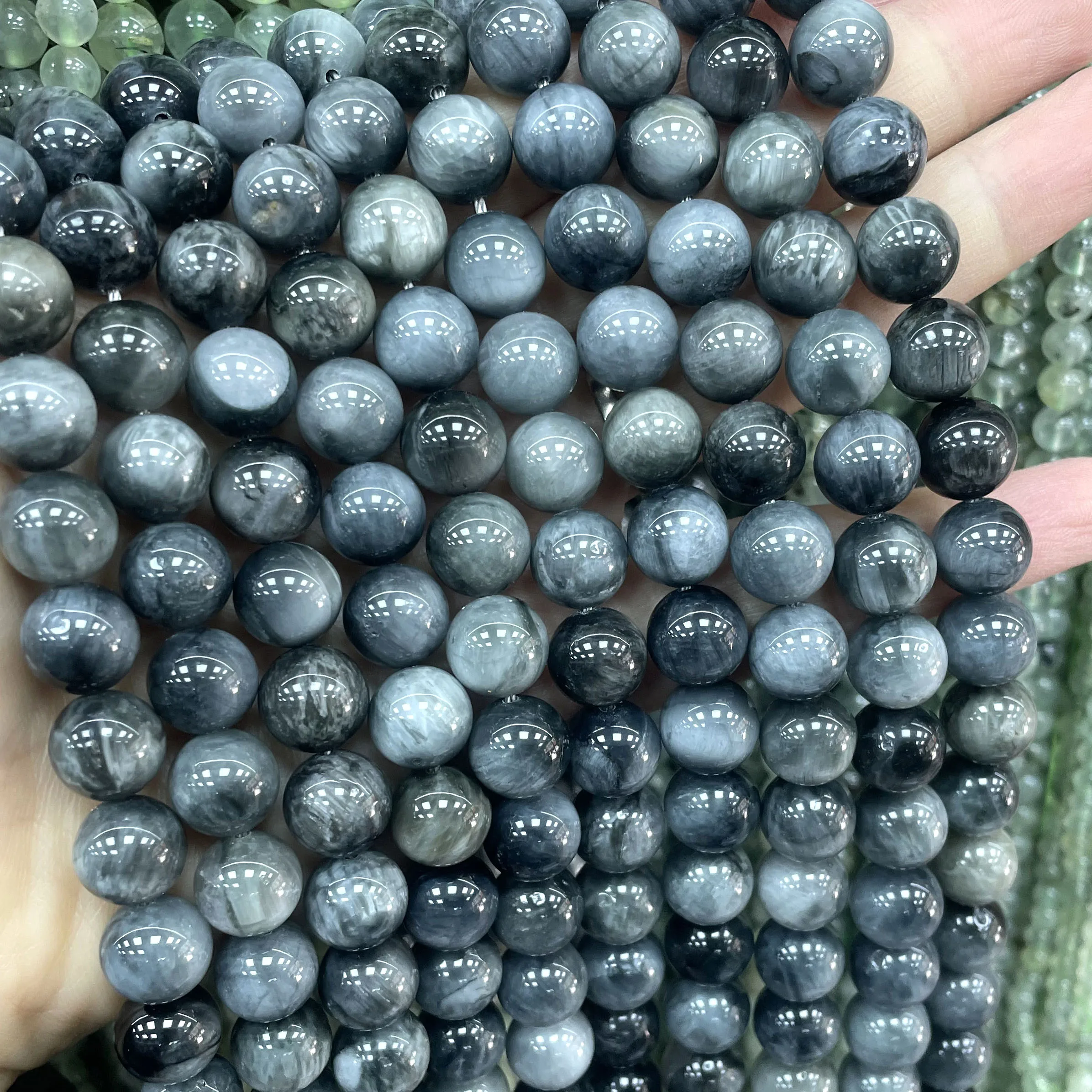 6 810MM Natural Stone Eagle Eye Round Loose Spacer Beads For Jewelry Making Charm Supplies DIY Bracelet Accessories