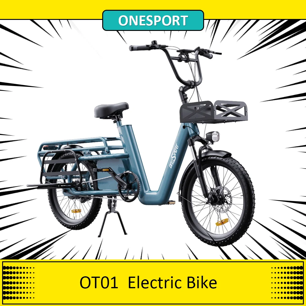 ONESPORT OT01 Electric Bike, 650W Motor, 48V 27Ah Battery, 20*2.6-inch Tire Ebike, 25km/h Max Speed, 100km Max Range,Disc Brakes