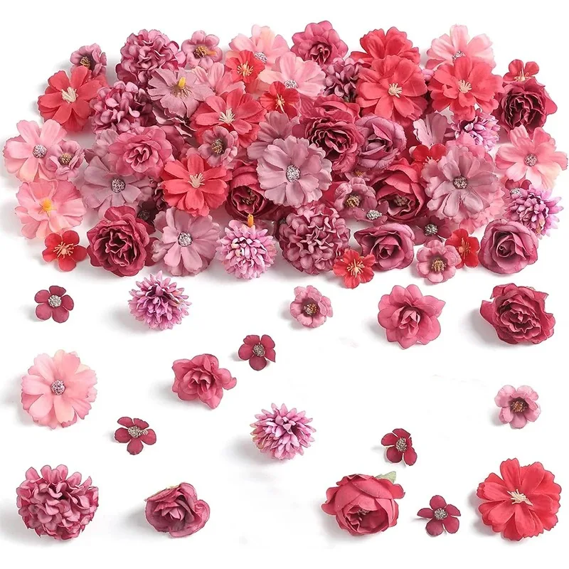 20 Teile/satz 4 cm Seide Rose Künstliche Gänseblümchen Blütenköpfe für Handwerk Kranz Hochzeit Dekor DIY Tisch Home Room Decor gefälschte Blumen – Detail 14